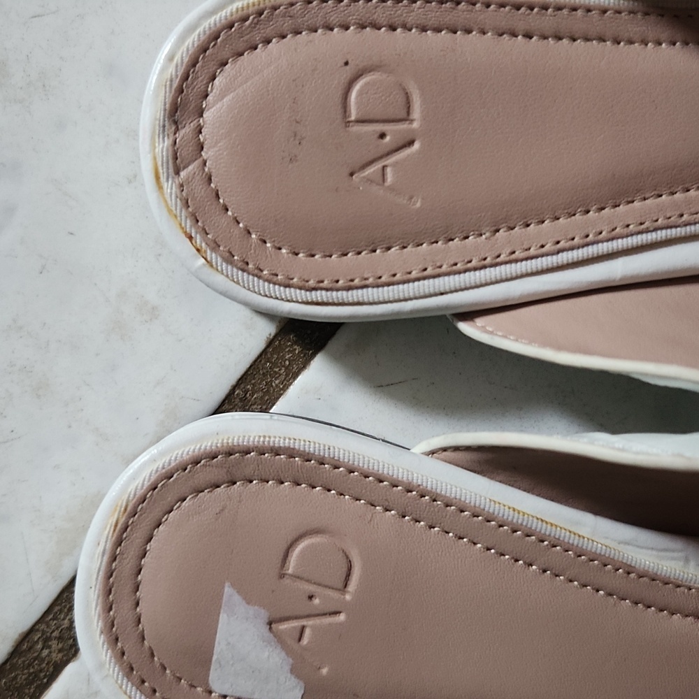 AD & Daughters Shoes 6.5 Jemma Croc White Leather Flat Pointed Slip On Mule - Picture 9 of 11